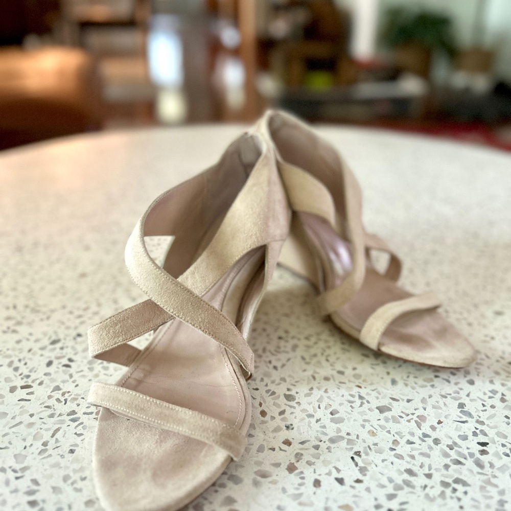 Vanessa Bruno Light Beige Genuine Suede Wedge Sandals – Size 37